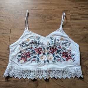 White and Red Camisole Top with Elegant Design
